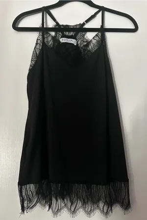 Nordstrom Black lace trim top thumbnail 1