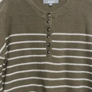Marled Women's Striped Brown and Ivory Knit Sweater Size Large. thumbnail 2