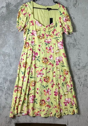 Lulus Parisian Picnic Green Floral Jacquard Puff‎ Sleeve Midi Dress XXL New thumbnail 1