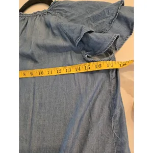 ​Old Navy Small Chambray Flutter Sleeve Tassel Tie Peasant Denim Top Women's thumbnail 8