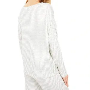 Eberjey Sadie Stripes Pajama Top ONLY Slouchy Lounge Gray/White‎ Size M NWT thumbnail 2
