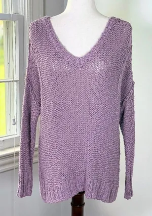 Slouchy Oversized Lilac Drop Shoulder Knit Sweater Medium Hollister Minimalist thumbnail 1