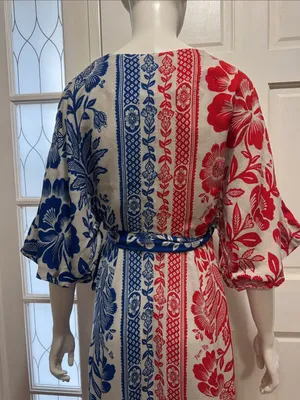 Farm Rio 100% Rayon Mixed Pineapple Garden Wrap Dress Size small thumbnail 12