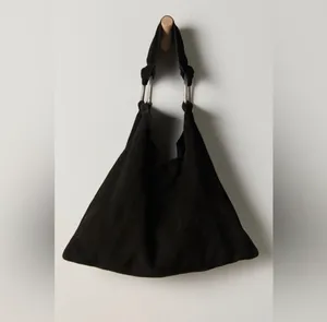 NWT Free People Bobbi Slouch Suede Tote In Black $98 MSRP 100% Leather No refunds returns or cancellations thumbnail 4