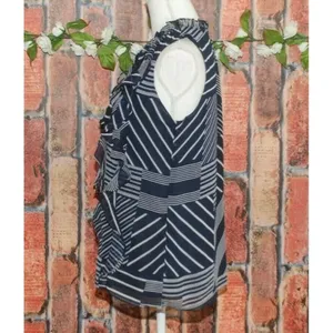 Tommy Hilfiger Ladies S Chiffon Navy Blue Sleeveless Blouse Ruffle Career Office thumbnail 5