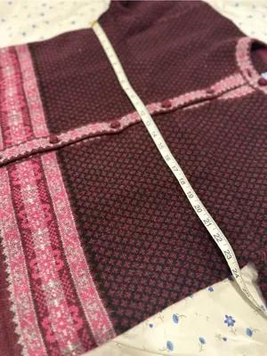 VTG Frost Fair Isle Sz:M geometric knit burgundy/pink Wool Cottagecore cardigan. thumbnail 3