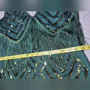 BABEYOND NWT 1920s Green Sequin Fringe Flapper Gatsby Party Dress Size M thumbnail 6