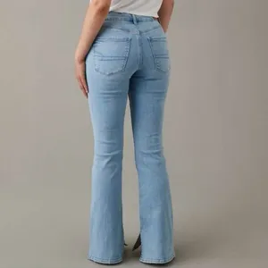 American Eagle Next Level Curvy Super High Rise Flare Jean 14 X-Short Blue thumbnail 7