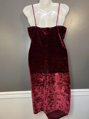 Revamped Dress Womens XL Burgundy Crushed Velvet Wrap Surplice Asymmetrical thumbnail 5