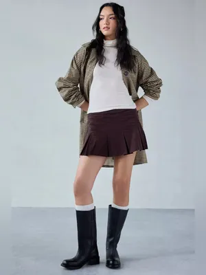 NWT Motel Rocks Sejuani Cord Mini Skirt In Bitter Chocolate Brown Large thumbnail 2
