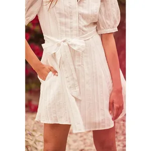 ✨Delightful Moments White Striped Puff Sleeve Button-Up Dress Lulus✨ thumbnail 3