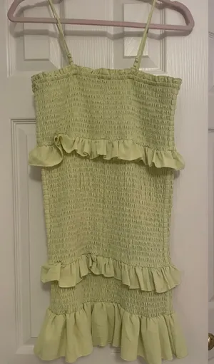 Lime Green Ruffle Bodycon Boutique Dress thumbnail 3