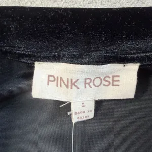 PINK ROSE Women's Large Black Velvet Open Front Blazer Jacket Cardigan New thumbnail 2