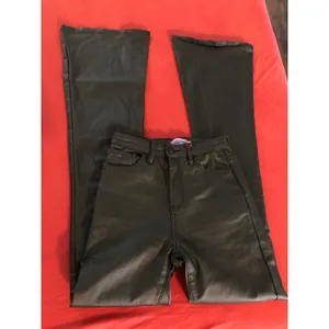 Edikted high rise black faux leather flare pants Size Small thumbnail 3