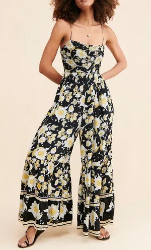 Free people Little Of Your Love Jumpsuit in dark grey floral size medium thumbnail 1