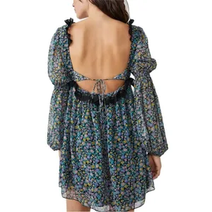 Free People Pennie Printed Babydoll Mini Dress thumbnail 3