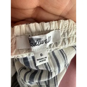 Madewell Linen Cotton Striped Ruched Square Neck Tank Top Size 0 Coastal thumbnail 4