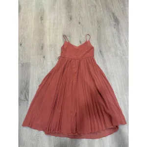 ASOS Y2K Dusty Rose Pleated Midi Dress Strappy Chiffon A-Line XS US 2 thumbnail 6