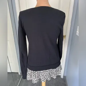 Loft Women's‎ Mock Layer Black Sweater Top Size Small Pullover Leopard V Neck thumbnail 3
