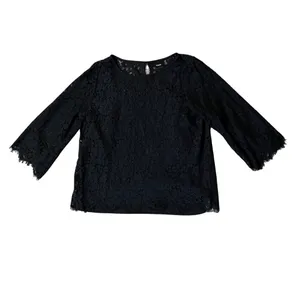 Rafaella Blouse Womens L Used Black Floral Lace Attached Cami thumbnail 12