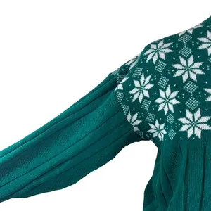 American Vintage Vintage‎ American Pride Mock Neck Christmas Sweater Green Snowflake Size Large thumbnail 2