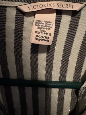 Victoria’s Secret Gray & White Striped Cotton Pajama Top – Long Sleeve, Size M thumbnail 3
