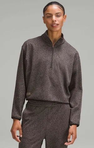 Lululemon Lab Double-Knit Jacquard Half Zip Sweatshirt Crop Jacket Size 10 thumbnail 1