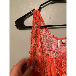 Cato Pink Brown Print Sleeveless Blouse With Strap Detail Size Large thumbnail 6