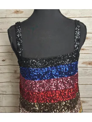 GAP multicolored striped sequin bodycon sleeveless mini dress Size Small thumbnail 7