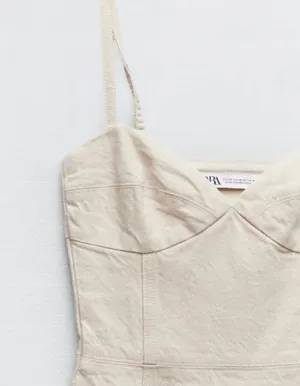 ZARA Beige Denim Midi Dress thumbnail 3