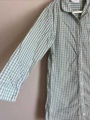 Lake Pajama Shirt Dress Gingham‎ Cotton Nightdress Womens XS thumbnail 2