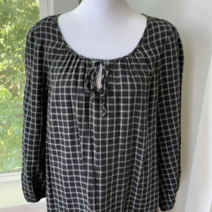 Madewell Signal Tunic Shift Dress Hayden Black White Windowpane Plaid Cotton M thumbnail 6