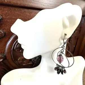 Chico’s Additions black and purple circle beaded earrings thumbnail 3