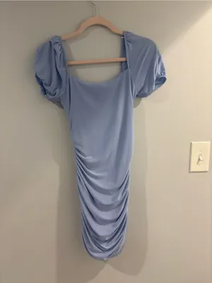 Windsor Periwinkle Ruched Puff-Sleeve Mini Dress thumbnail 2