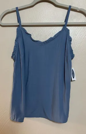NWT‎ Old Navy Women's Ruffle Trim Cami Tank Top Blue Adjustable Straps Size XS thumbnail 1