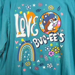 Buc-ee's XL Long Sleeve T-Shirt Teal Love Buc-ee's Rainbow Floral Graphic Tee thumbnail 6