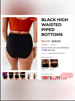 NWOT Livy & Kate BLACK HIGH WAISTED PIPED BOTTOMS Sz M thumbnail 4