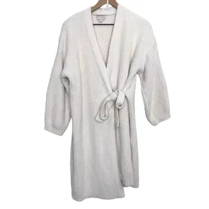 Barefoot Dreams CozyChic Knit Side Tie Ribbed Robe Almond Off White Size XL thumbnail 2