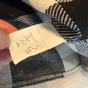Plaid Button Down Shirt Shacket Size Large Pockets Oversized Heavyweight Black thumbnail 7