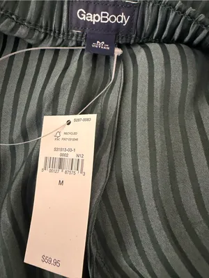 GapBody Satin PJ Pant M Green Stripe Pajama Pants Elastic Drawstring NWT(A911) thumbnail 10
