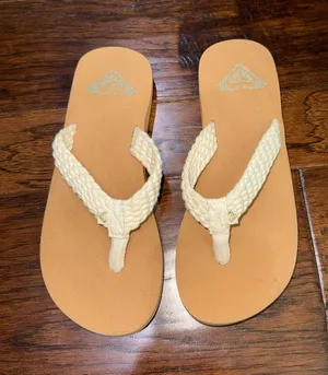 Roxy Women's Cream Braided Strap Sandals with Tan Footbed thumbnail 1
