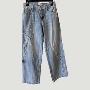 PacSun Casey Low Rise Baggy Jeans Women 23 Bow Detail Wide Leg Light Wash NWT thumbnail 2
