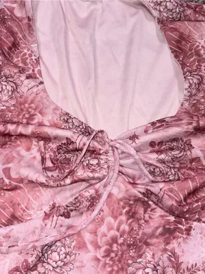 Y2K Pink Floral Mesh Long Sleeve Top Medium M tie Crop thumbnail 7