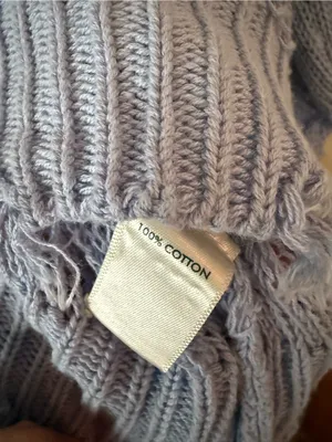 BKE Ribbed Open Weave Hooded Cropped Knit Sweater Kentucky Blue Size Large thumbnail 7