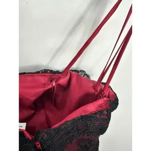 Alexia Admor Red Satin Black Lace‎ Corset Gown 2 Whimsigoth Vampcore Gothic Glam Formal Prom thumbnail 6
