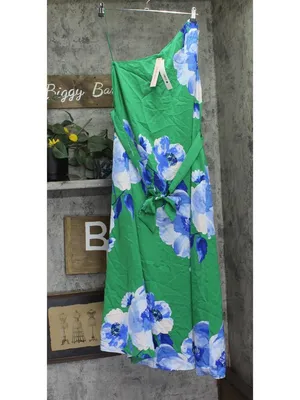 NWT Aqua Womens One Shoulder Satin Maxi Dress STD14776BL Green / Blue M thumbnail 2