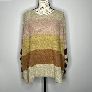 Active USA (M) Multicolor Colorblock Striped Textured Oversized Sweater thumbnail 9