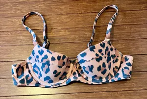 Aerie Real Good light lined Underwire Leopard Print Bikini Top adjustable straps thumbnail 1