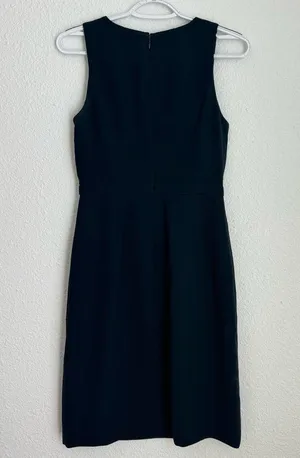 J. Crew Dress Womens Size 0 Navy Blue V Neck Scallop Crepe Wrap Surplice Sheath thumbnail 9