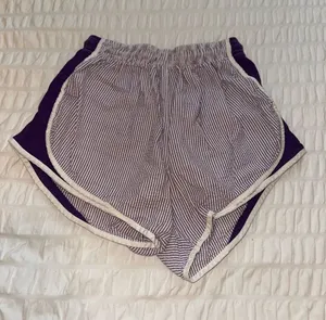 Lauren James Purple and White Seersucker Athletic Shorts thumbnail 1